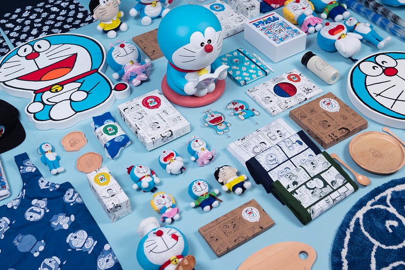 doraemon 50th anniversary allrightsreserved collaboration plush toys dolls home accessories t-shirts keychains