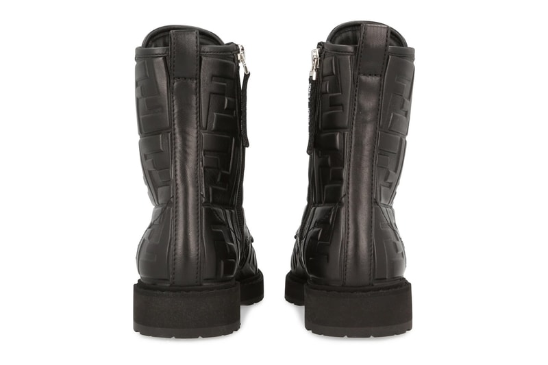 fendi monogram zucca ff logo ankle biker boots black embossed price