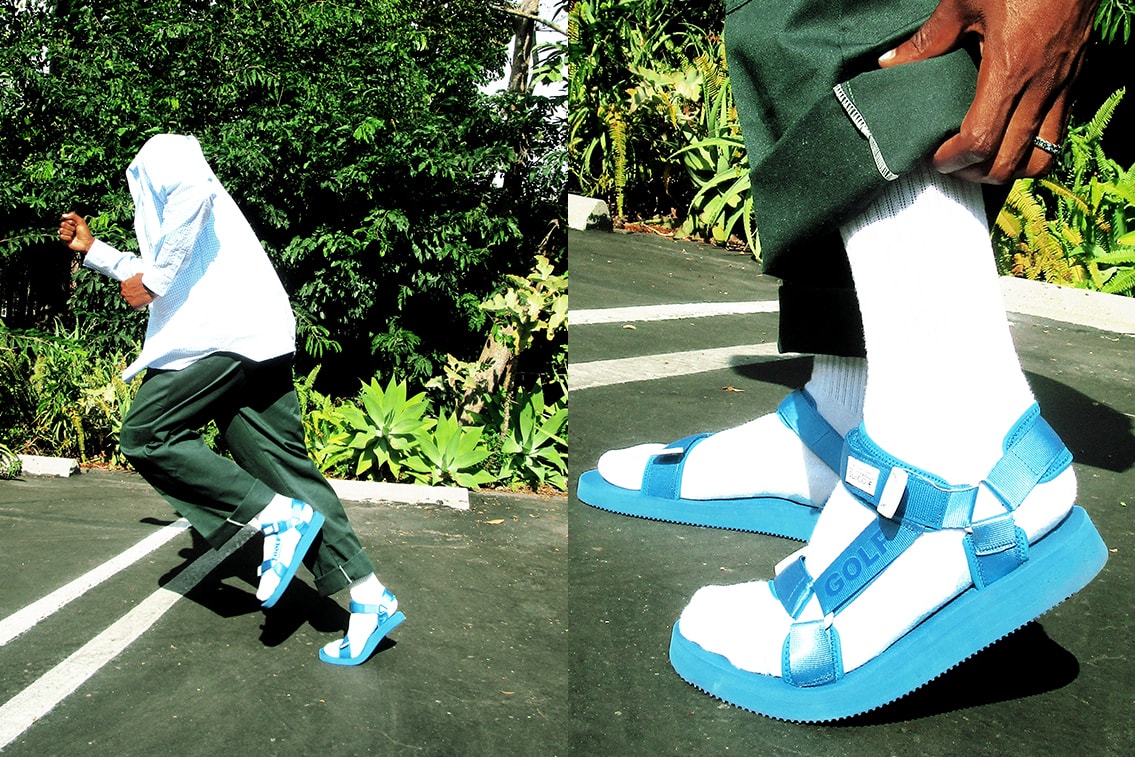 Golf Wang Suicoke DEPA Velcro Strap cross sandals Blue Green Tyler the Creator Collaboration