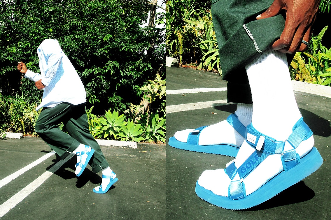 Golf Wang Suicoke DEPA Velcro Strap Sandals Blue Green Tyler the Creator Collaboration