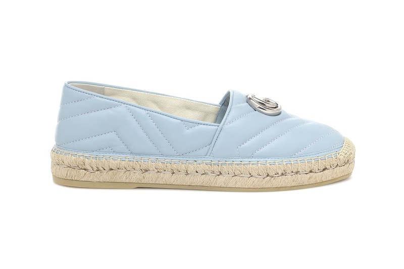 Gucci Pilar Leather Espadrille Slides Sandals Double G Yellow Green