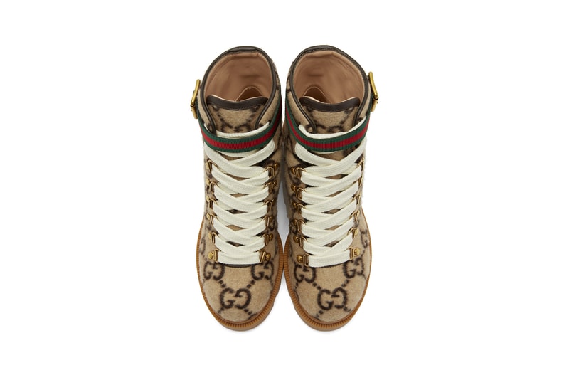 gucci wool gg ankle boots beige brown gold buckle red green designer shoes footwear