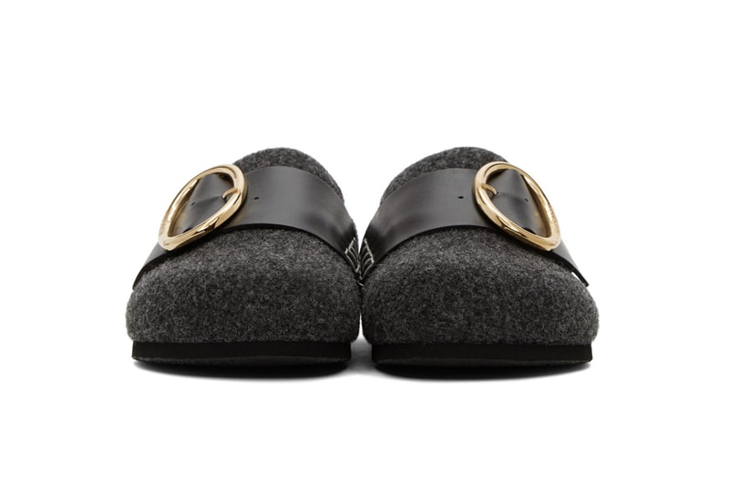 JW Anderson Felt Buckle Loafers Slip-On Shoes Pink Grey White Logo Gold Metal Hardware Fall Autumn Footwear Shoes