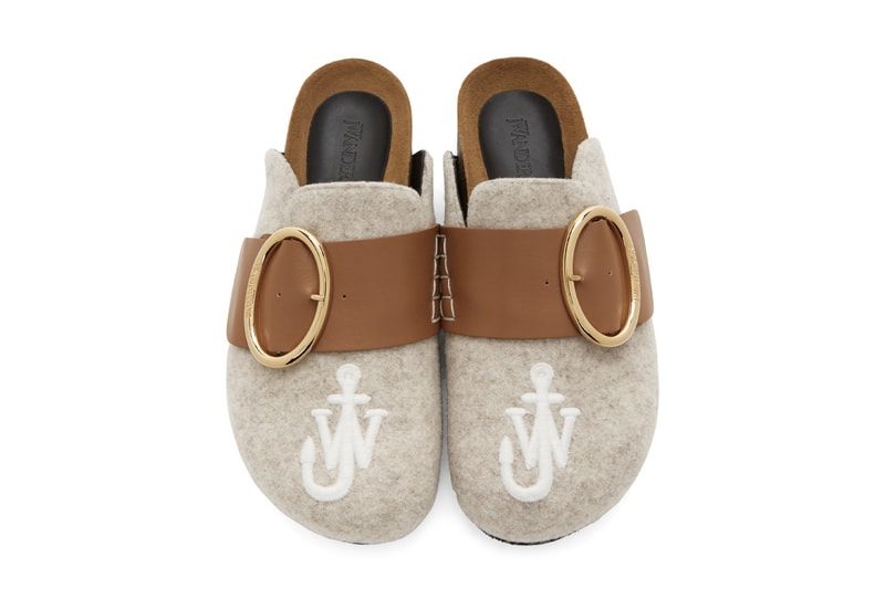 JW Anderson Felt Buckle Loafers Slip-On Shoes Pink Grey White Logo Gold Metal Hardware Fall Autumn Footwear Shoes