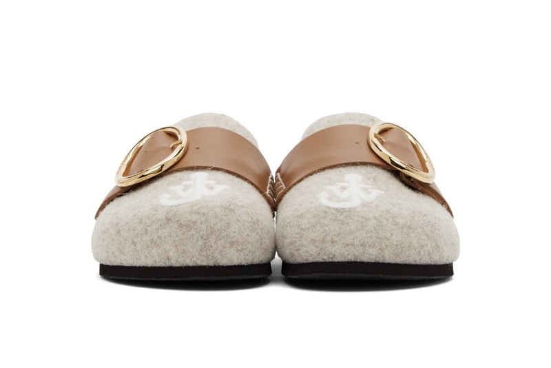 JW Anderson Felt Buckle Loafers Slip-On Shoes Pink Grey White Logo Gold Metal Hardware Fall Autumn Footwear Shoes