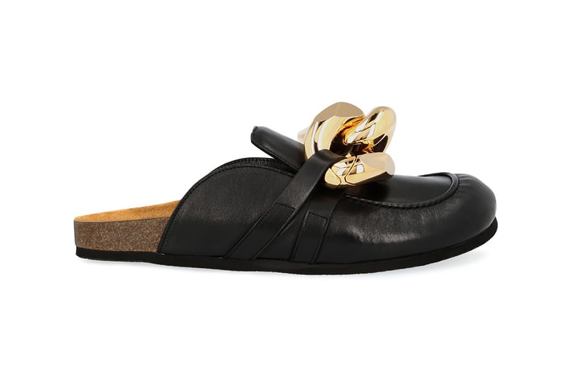 jw jonathan anderson chain loafer black gold leather shoes footwear