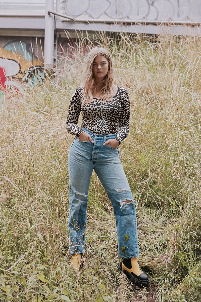 levis ganni denim collaboration rental only love letter 501 jeans sustainability upcycling repeat 