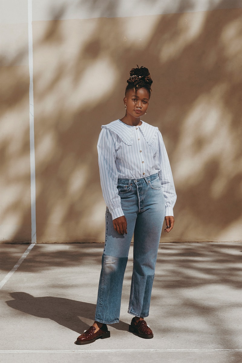 levis ganni denim collaboration rental only love letter 501 jeans sustainability upcycling repeat 
