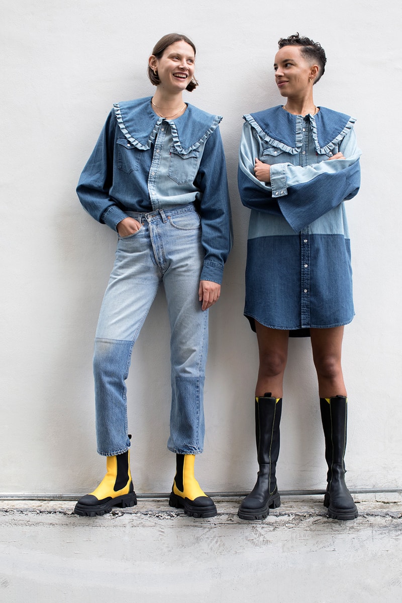 levis ganni denim collaboration rental only love letter 501 jeans sustainability upcycling repeat 
