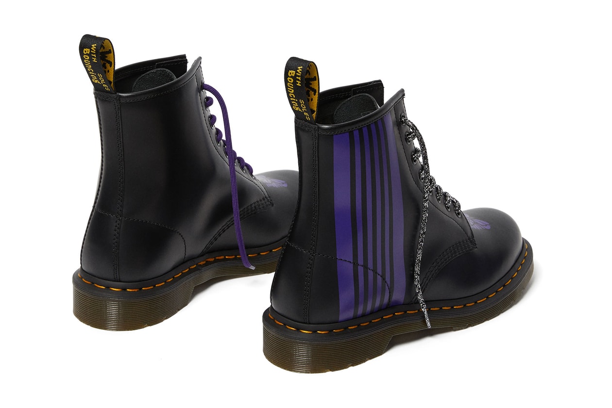 needles dr. martens 1460 remastered collaboration boots purple butterflies 