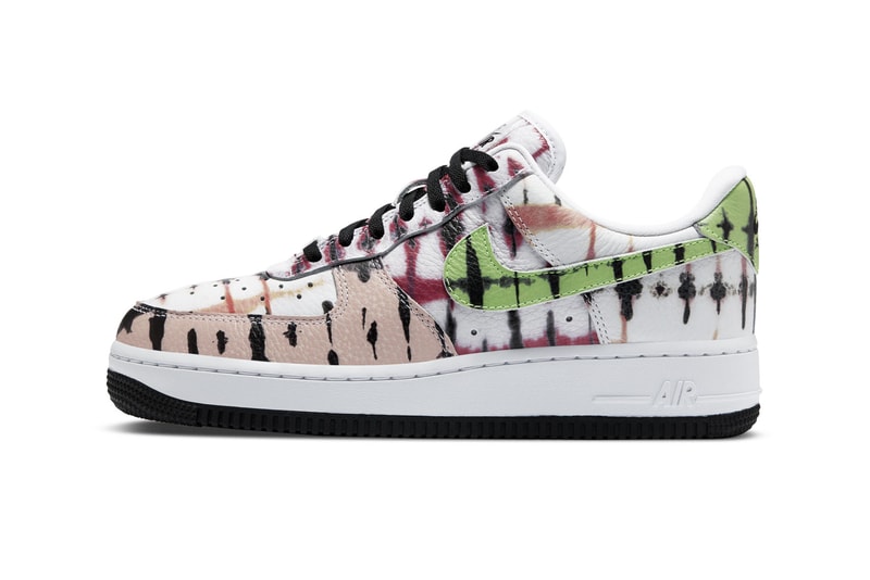 nike air force 1 07 qs af1 tie-dye womens sneakers green strike washed coral
