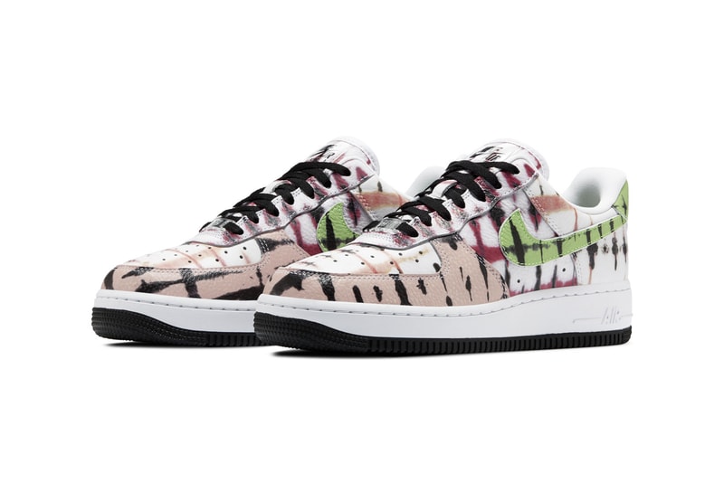 nike air force 1 07 qs af1 tie-dye womens sneakers green strike washed coral
