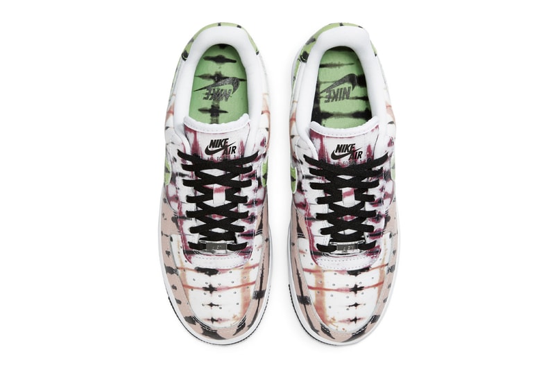 nike air force 1 07 qs af1 tie-dye womens sneakers green strike washed coral