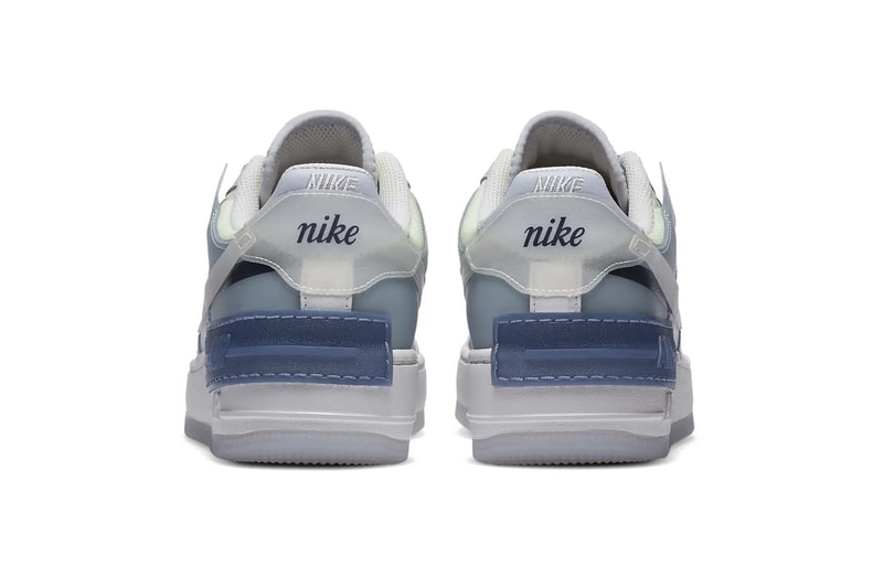 Nike Air Force 1 Shadow SE "Ghost/World Indigo" White Blue Navy Sneaker Release