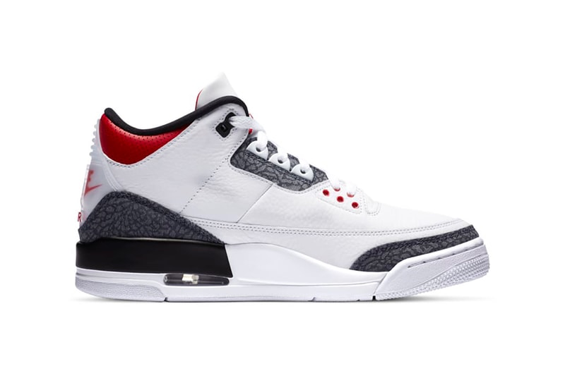 nike air jordan 3 sneakers white red gray elephant print denim japan colorway footwear shoes sneakerhead 
