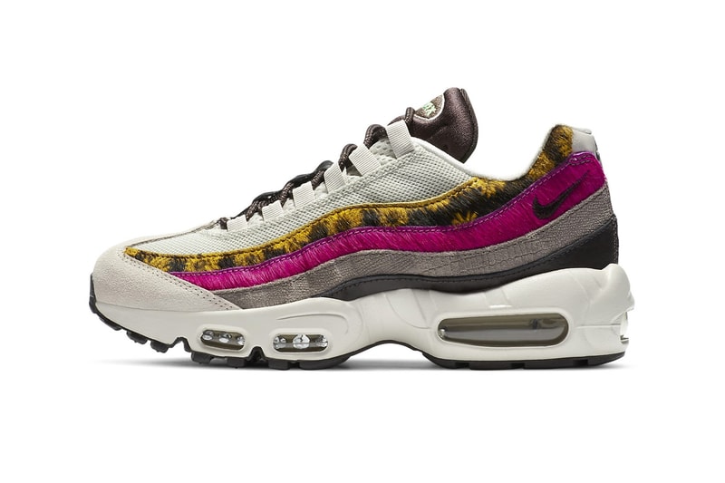 nike air max 95 am95 premium light bone velvet brown asymmetrical suede floral animal print womens sneakers