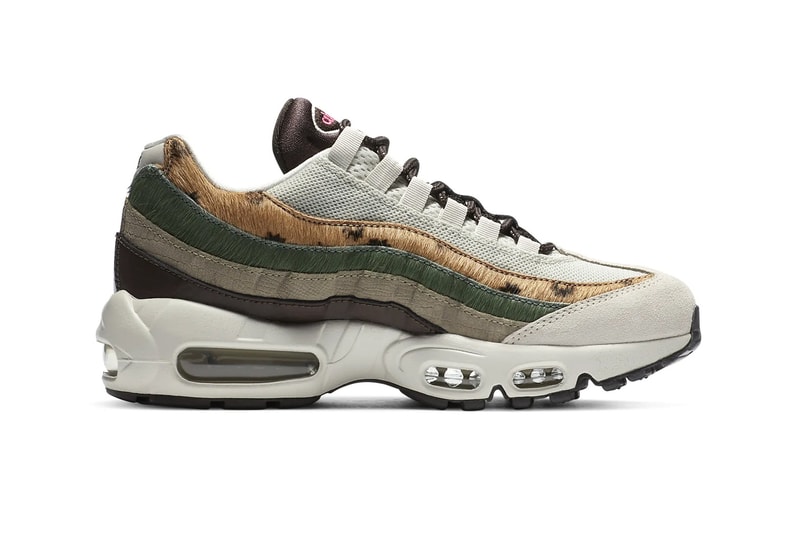 nike air max 95 am95 premium light bone velvet brown asymmetrical suede floral animal print womens sneakers