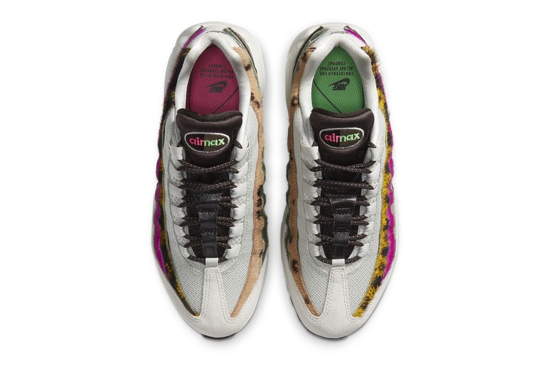 nike air max 95 am95 premium light bone velvet brown asymmetrical suede floral animal print womens sneakers