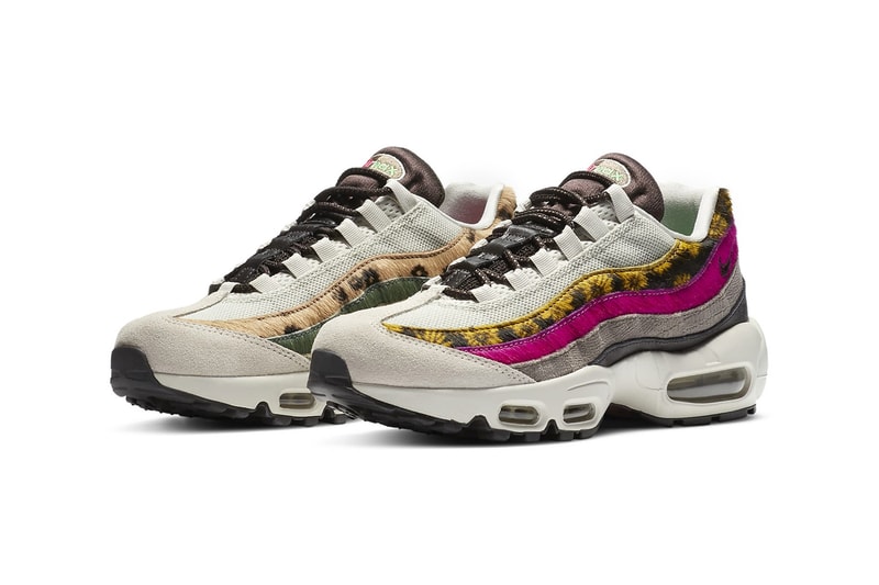 nike air max 95 am95 premium light bone velvet brown asymmetrical suede floral animal print womens sneakers