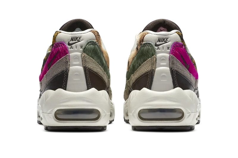 nike air max 95 am95 premium light bone velvet brown asymmetrical suede floral animal print womens sneakers