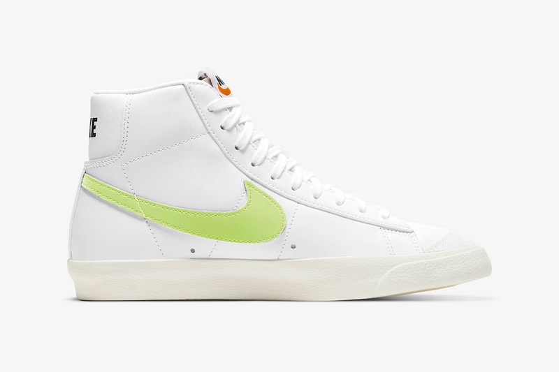nike blazer mid 77 womens sneakers white neon green colorway sneakerhead footwear shoes