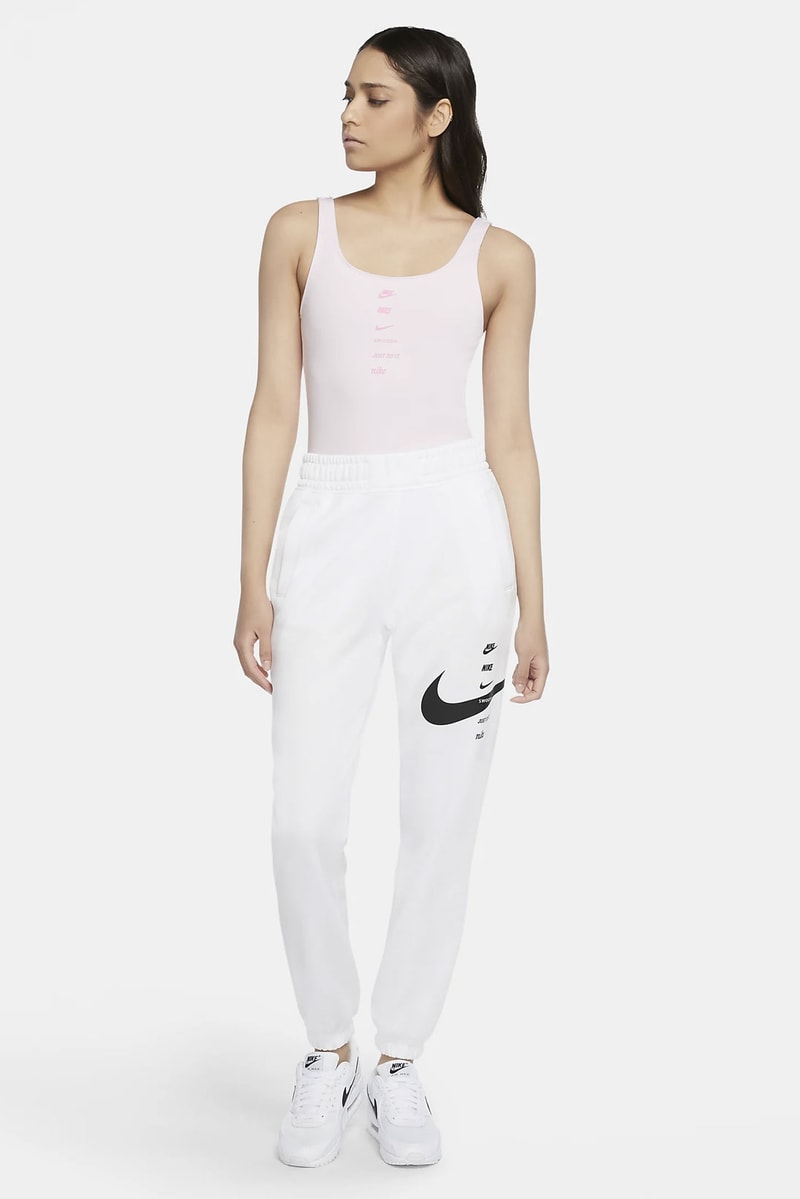 nike swimwear bodysuit swoosh stacked logo pink foam glow sportswear 