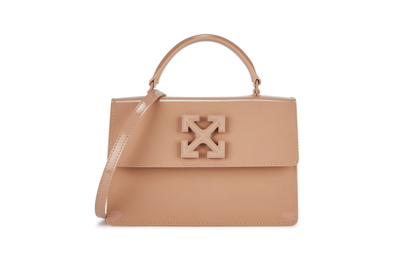 off white virgil abloh jitney patent leather top handle cross body bag nude pink
