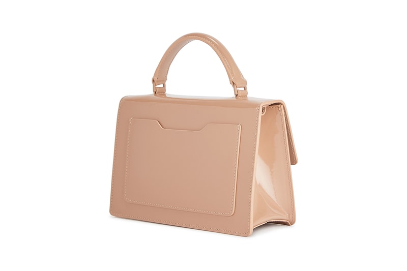 off white virgil abloh jitney patent leather top handle cross body bag nude pink