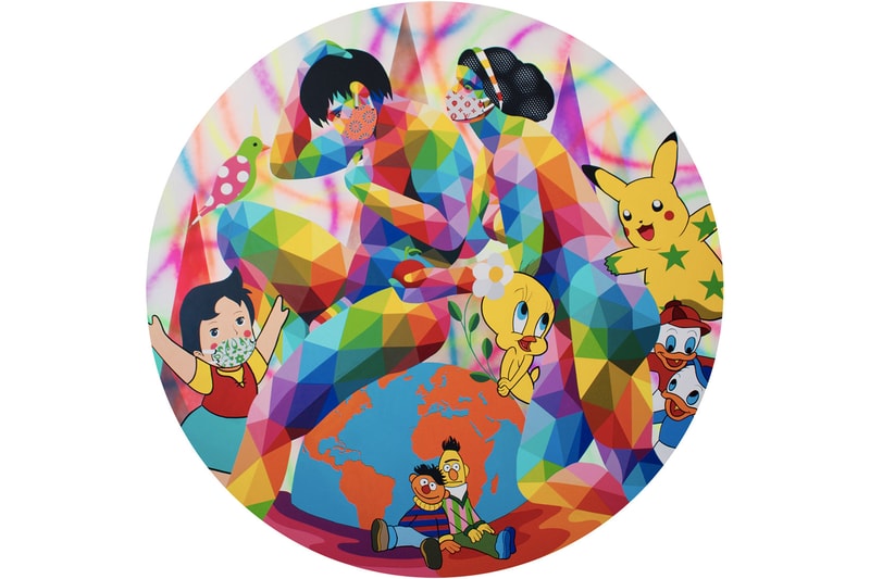 okuda san miguel new digital love corey helford los angeles solo exhibition spanish artist love in pandemia pikachu tweety donald duck sesame street