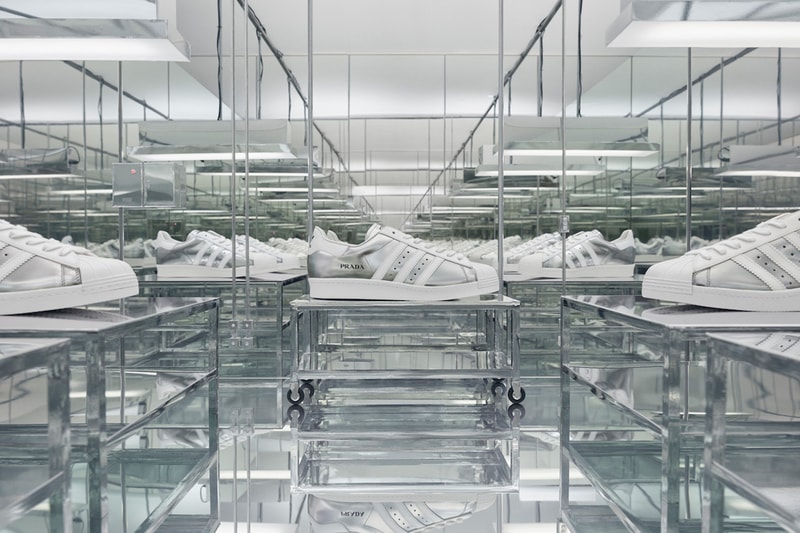 prada adidas originals superstar release info launch date black white silver official look