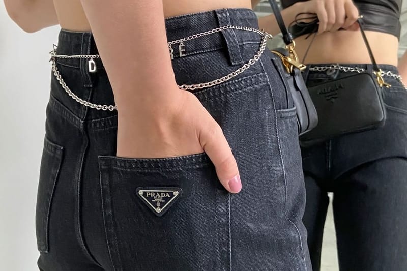 Prada's Iconic Triangle Logo Lands on These Black Jeans