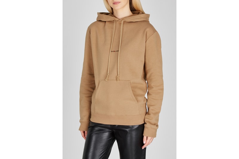 Saint Laurent Logo Hoodie Sweatshirt Brown Camel