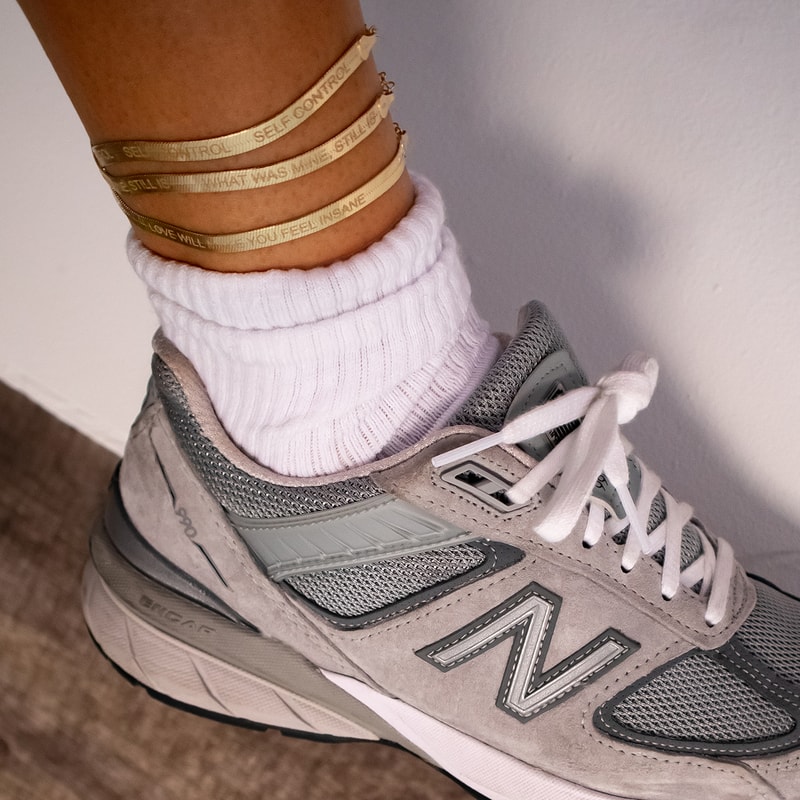 Shami Herringbone Anklets Gold Plated Silver Jewelry New Balance Sneaker