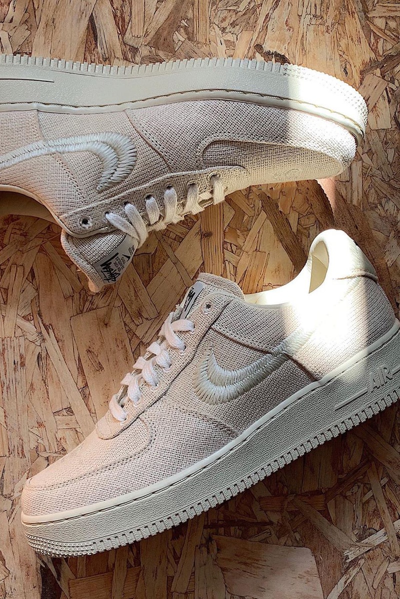 stussy nike air force 1 af1 collaboration release date info fossil white bone black
