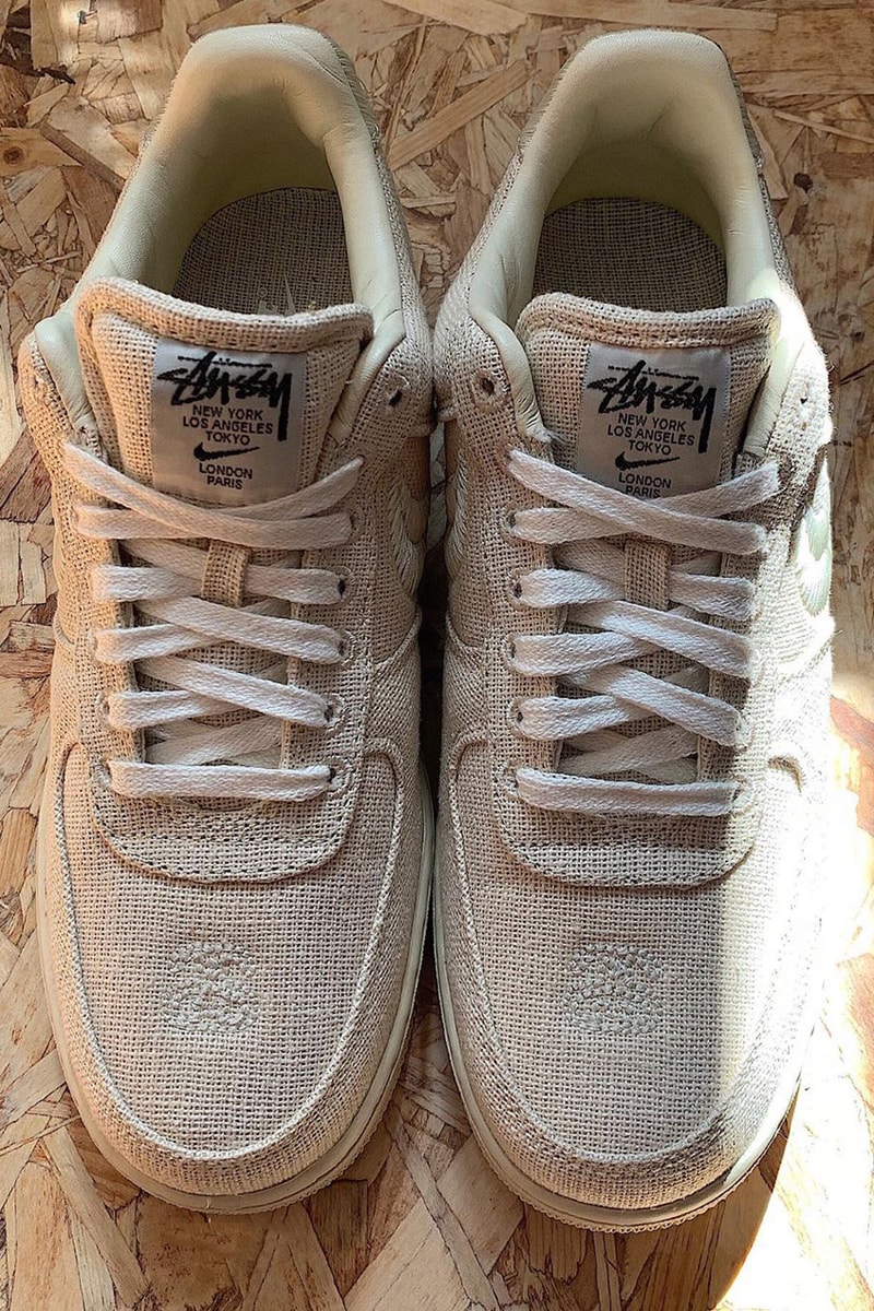 stussy nike air force 1 af1 collaboration release date info fossil white bone black