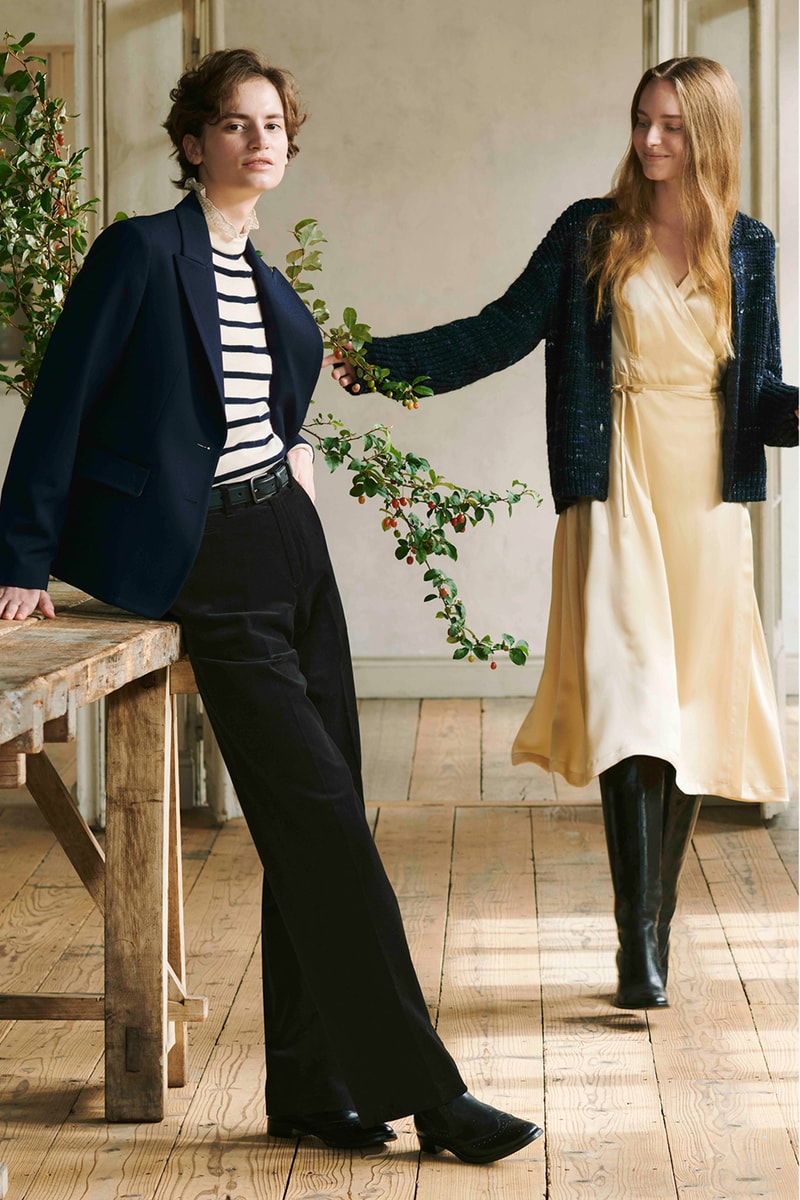 uniqlo ines de la fressange collaboration fall winter dresses skirts jackets campaign