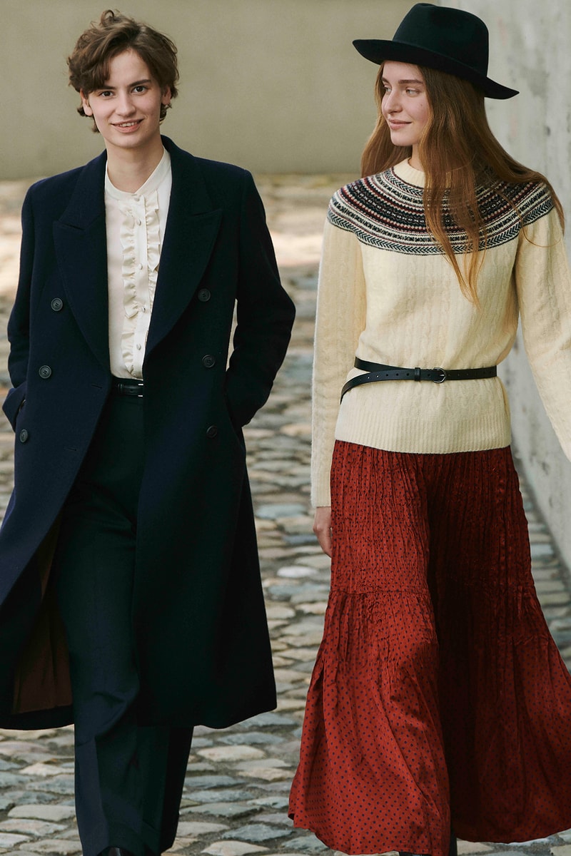uniqlo ines de la fressange collaboration fall winter dresses skirts jackets campaign