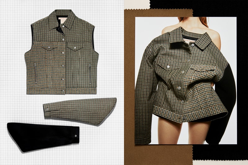 acne studios repurposed drops model upcycled sustainable denim leather jeans blazers pants capsule release 