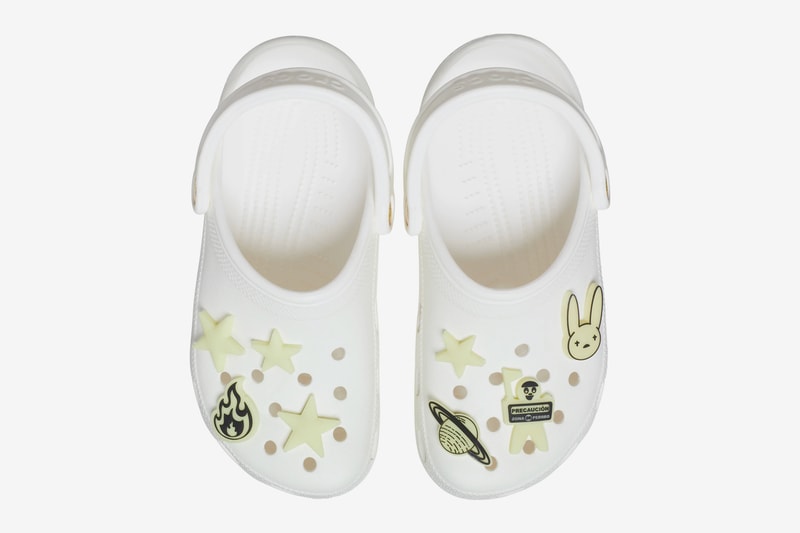 crocs bad bunny glow in the dark clogs white jibbitz charms collaboration halloween