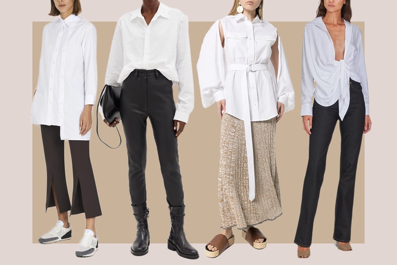 best white shirts styling casual formal outfit guide cotton poplin long sleeved jacquemus ganni toteme lemaire balenciaga 