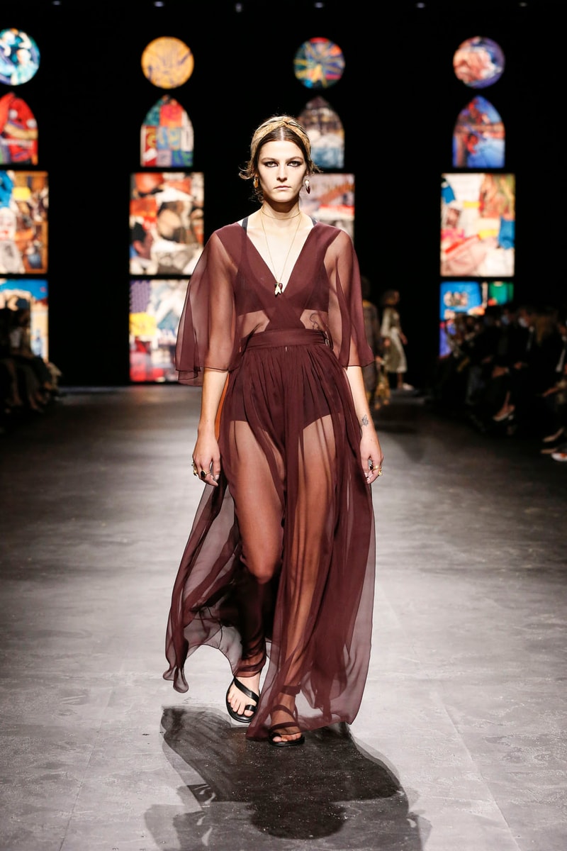 dior spring summer 2021 womenswear collection protester extinction rebellion dresses jackets maria grazia chiuri paris fashion week 