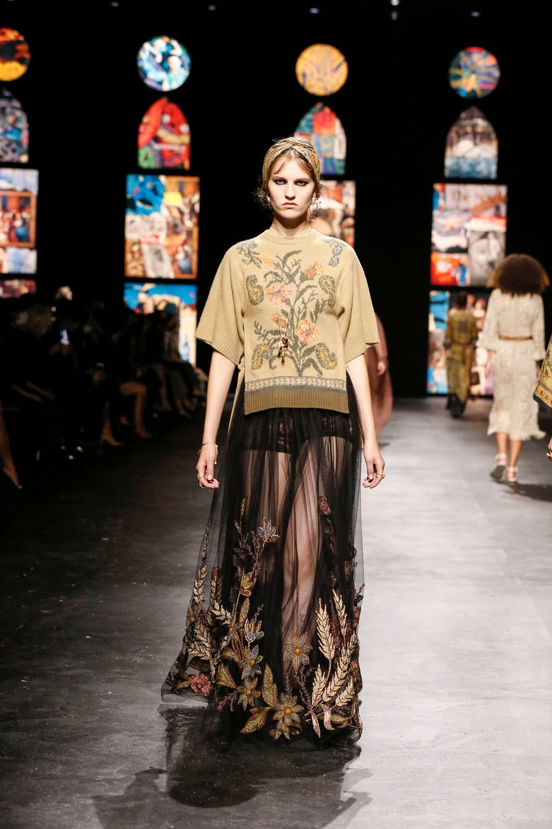 dior spring summer 2021 womenswear collection protester extinction rebellion dresses jackets maria grazia chiuri paris fashion week 