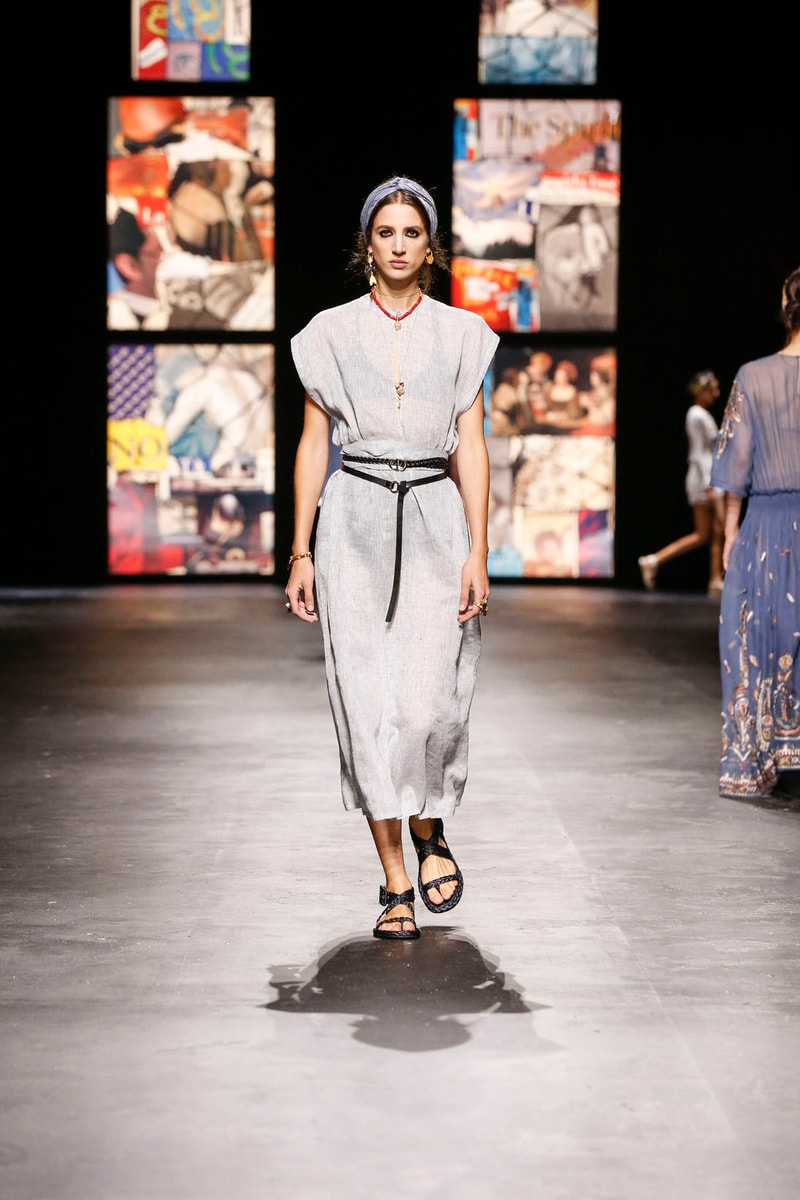 dior spring summer 2021 womenswear collection protester extinction rebellion dresses jackets maria grazia chiuri paris fashion week 