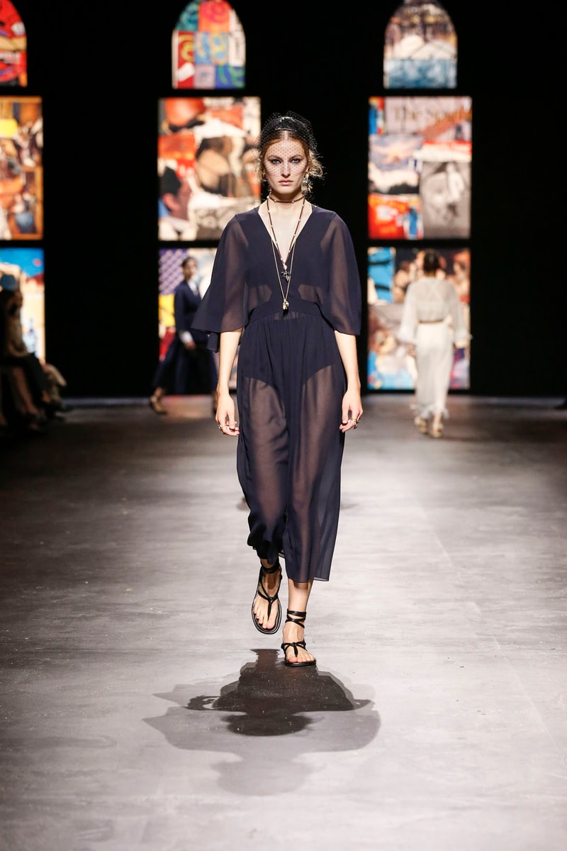 dior spring summer 2021 womenswear collection protester extinction rebellion dresses jackets maria grazia chiuri paris fashion week 