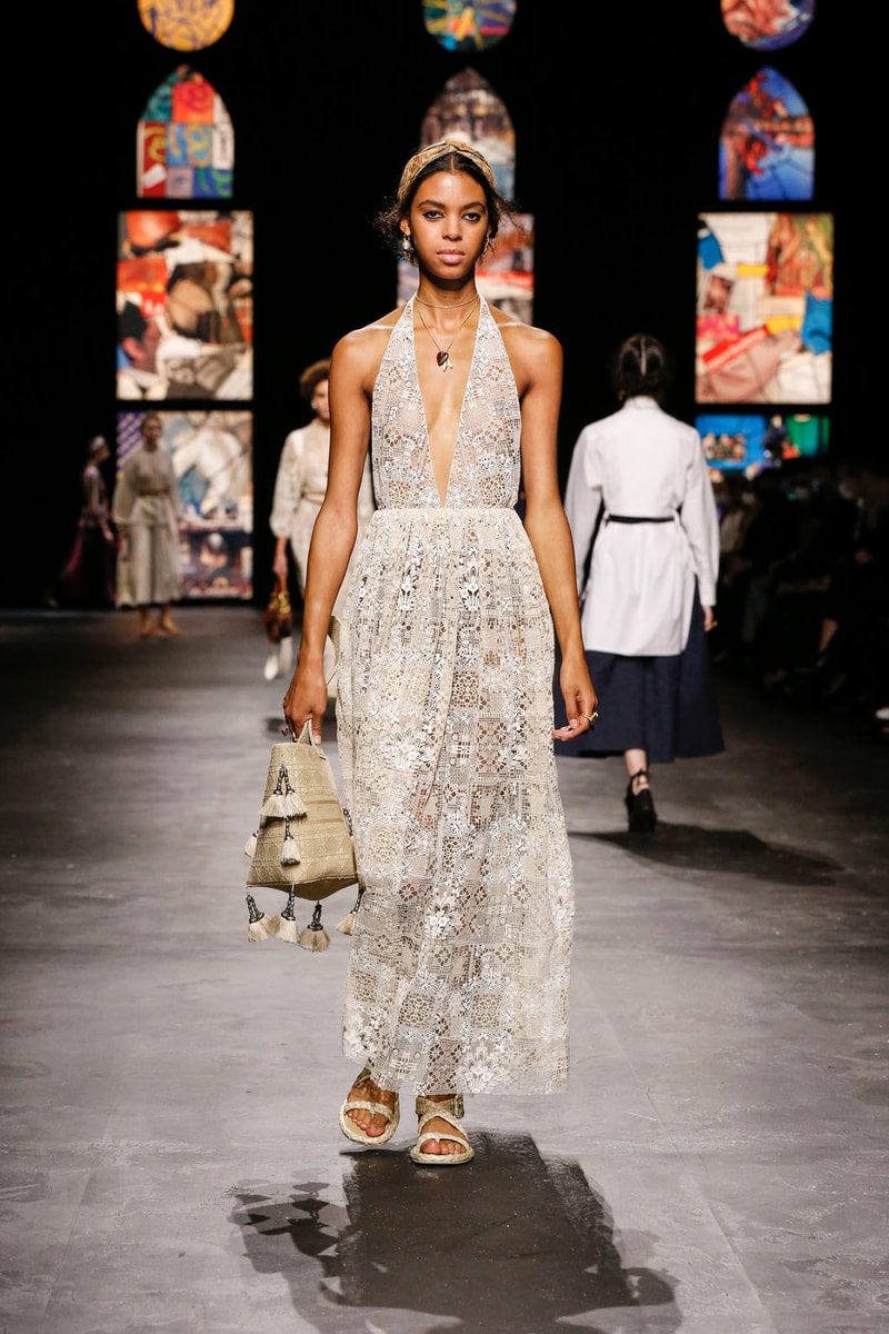 dior spring summer 2021 womenswear collection protester extinction rebellion dresses jackets maria grazia chiuri paris fashion week 