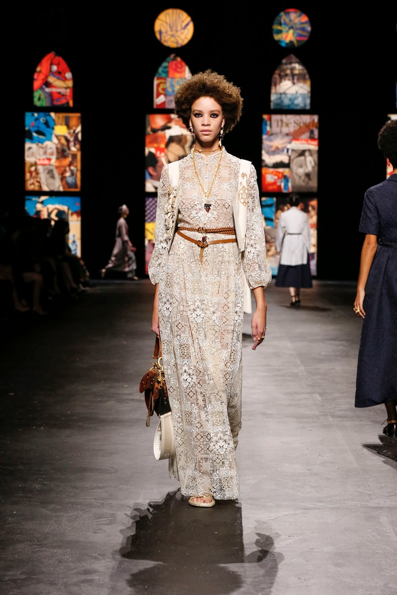 dior spring summer 2021 womenswear collection protester extinction rebellion dresses jackets maria grazia chiuri paris fashion week 