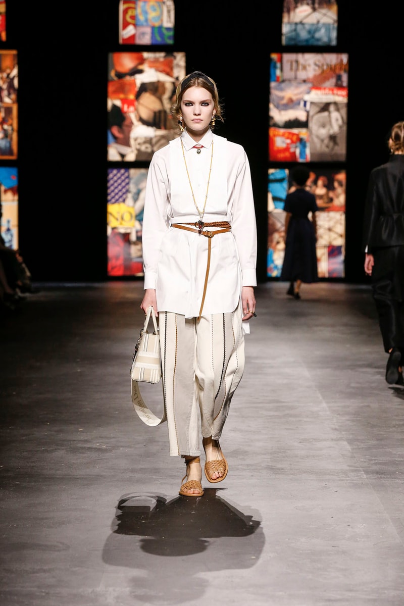 dior spring summer 2021 womenswear collection protester extinction rebellion dresses jackets maria grazia chiuri paris fashion week 