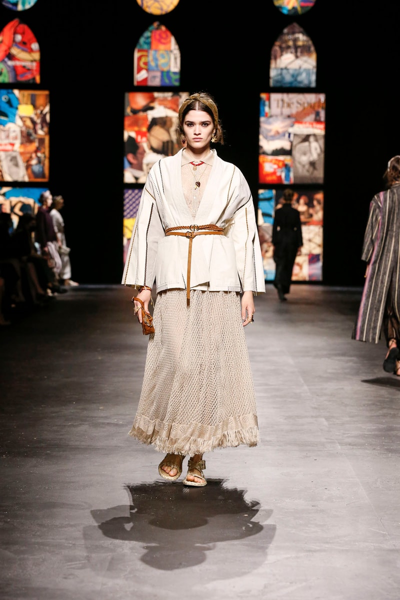 dior spring summer 2021 womenswear collection protester extinction rebellion dresses jackets maria grazia chiuri paris fashion week 