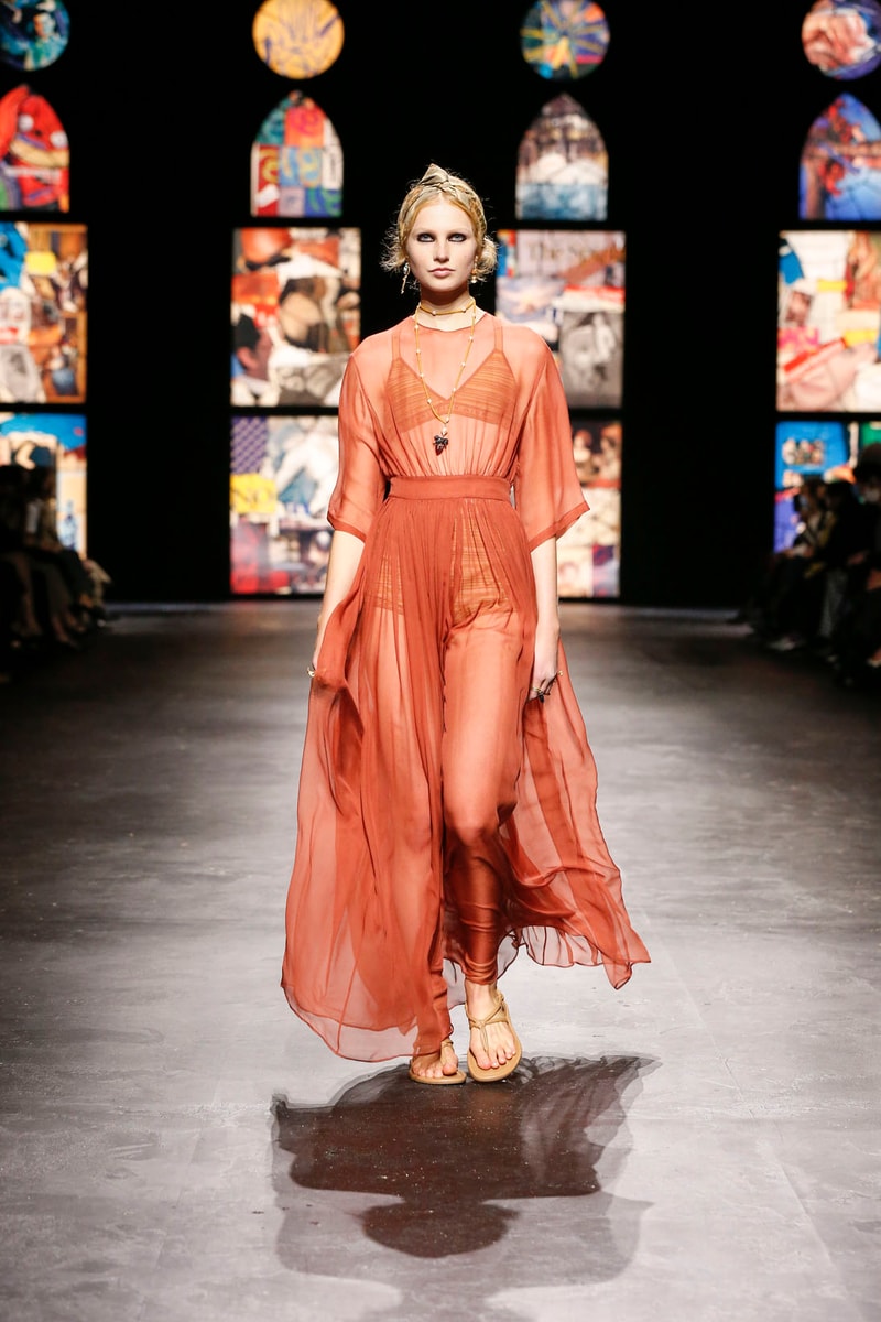 dior spring summer 2021 womenswear collection protester extinction rebellion dresses jackets maria grazia chiuri paris fashion week 