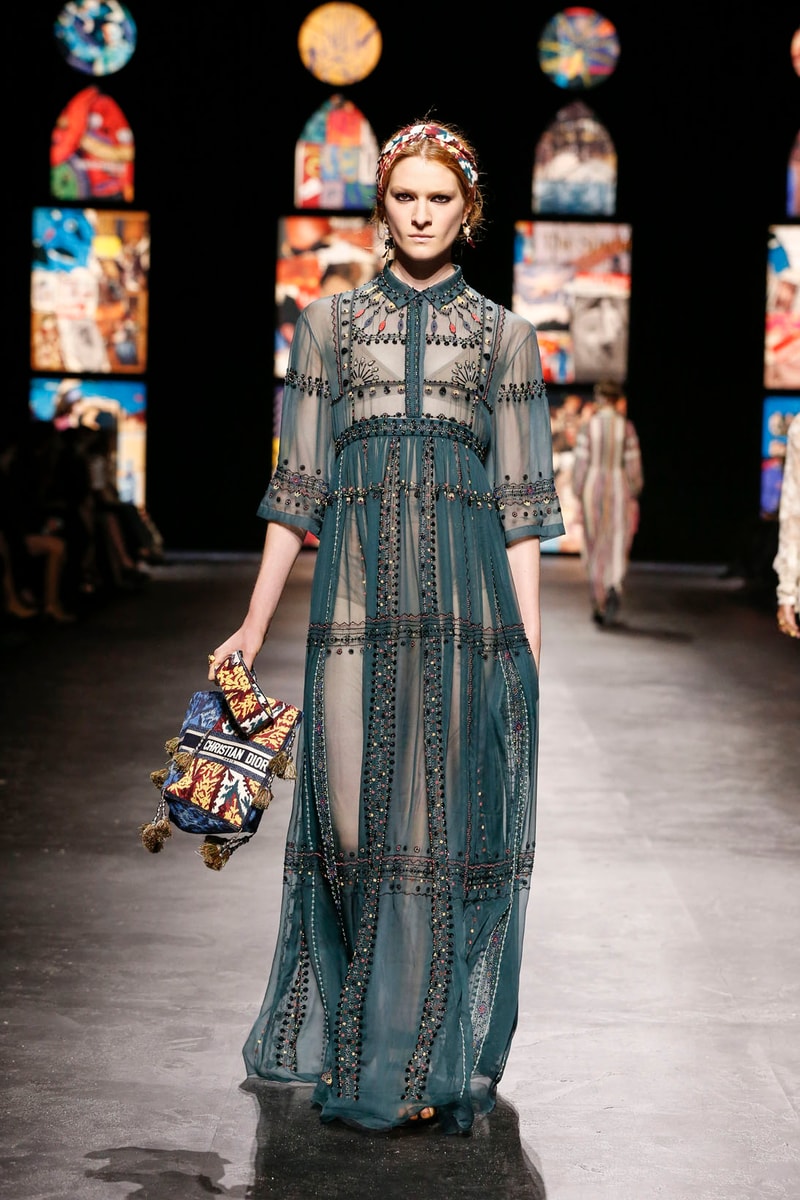 dior spring summer 2021 womenswear collection protester extinction rebellion dresses jackets maria grazia chiuri paris fashion week 